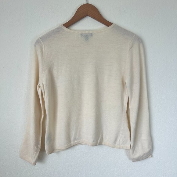 Classiques Entier Sweater Womens Medium Ivory White Wool Embroidered Beaded M - Picture 7 of 8